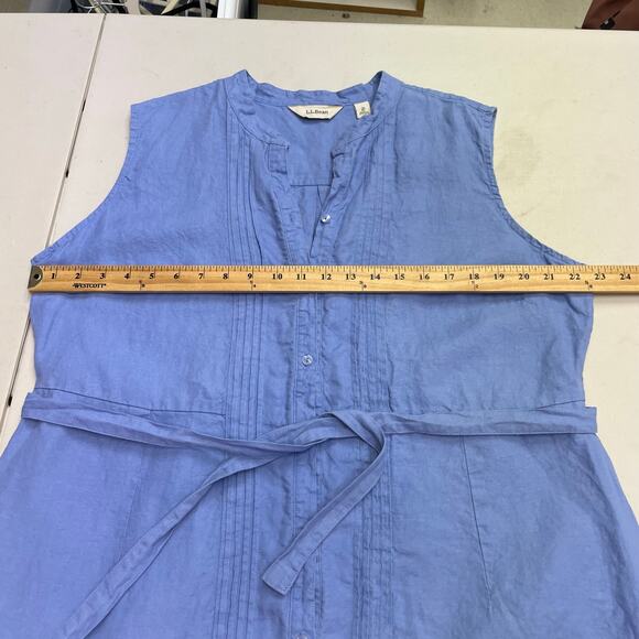 L.L. Bean blue button down dress 100% Linen Size 20 Petite - Picture 11 of 14